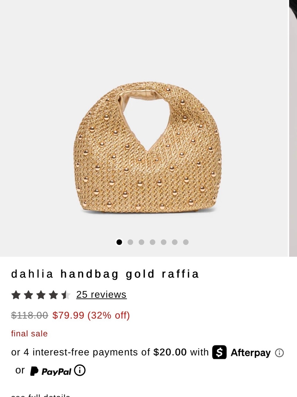 Dolce Vita Gold Raffia Mini Bag with Studs